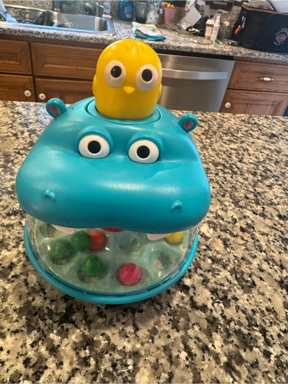 Blue Hippo Pop-Up Ball Drop Toy for Kids